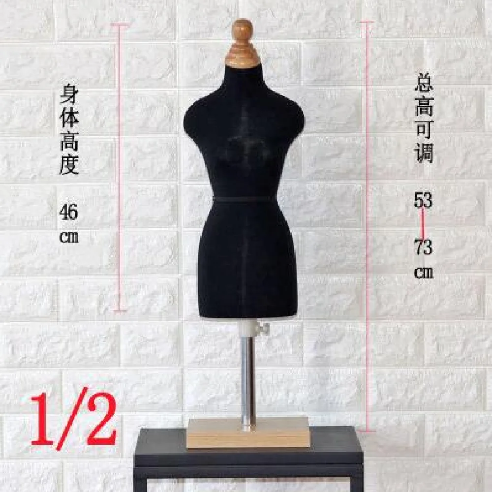 

Black 1/2 Female Woman Body Mannequin Sewing For Clothes Model,Busto Dresses Form Stand1:2 Scale Jersey Bust Can Pin 1pc C760