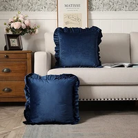 inyahome edge ruffled velvet throw pillow cover solid decorative cushion case soft cozy for sofa couch farmhouse outdoor pillows