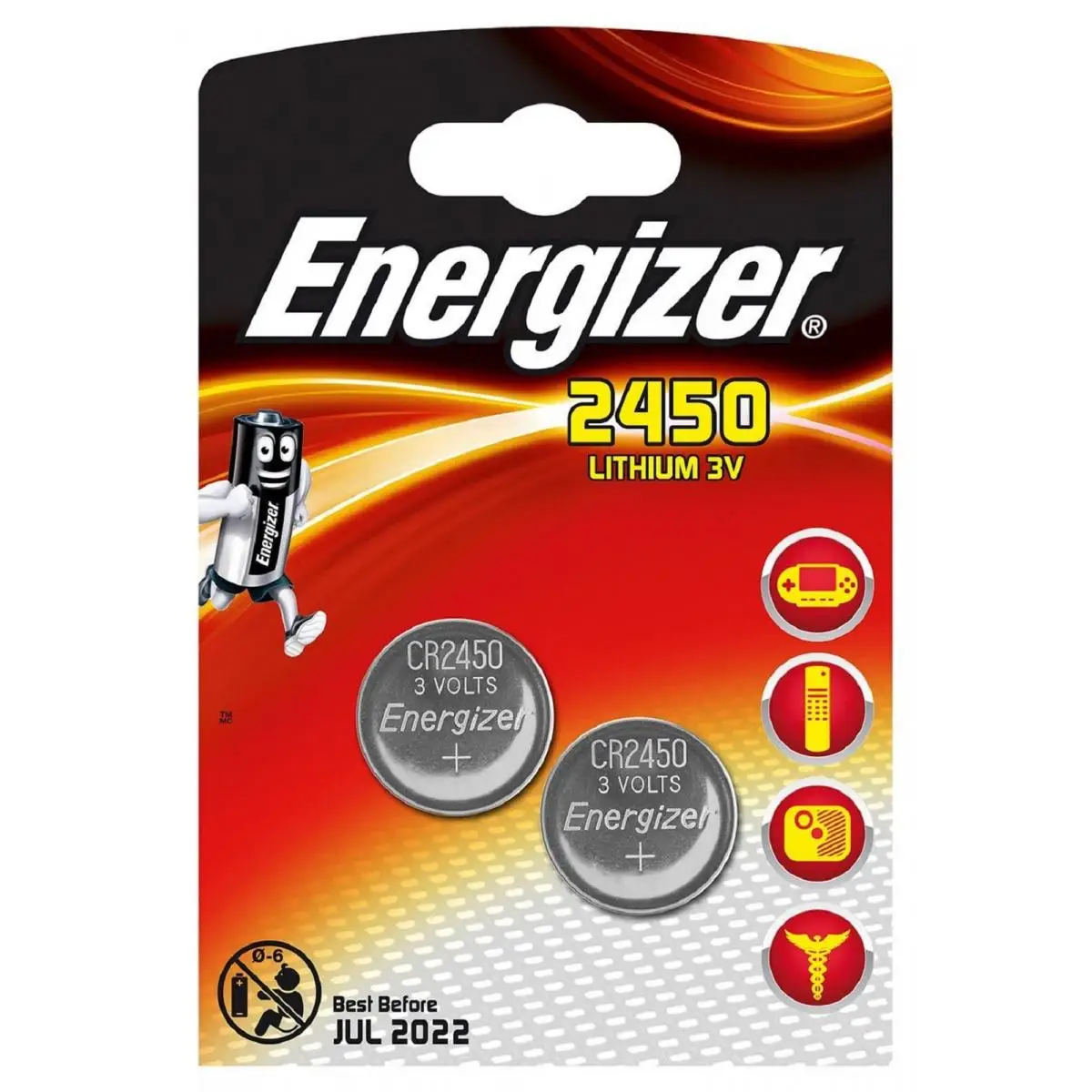 

Energizer button batteries original lithium battery CR2450 3V in blister unit 2X