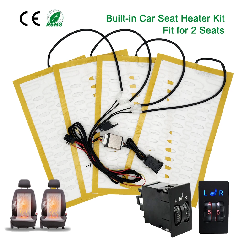 

12V Car Seat Heater Kit Fit 2 Seats Alloy Wire Fast Heating Pads 5-Levels Switch For Toyota Camry Corolla RAV4 Levin Highlander