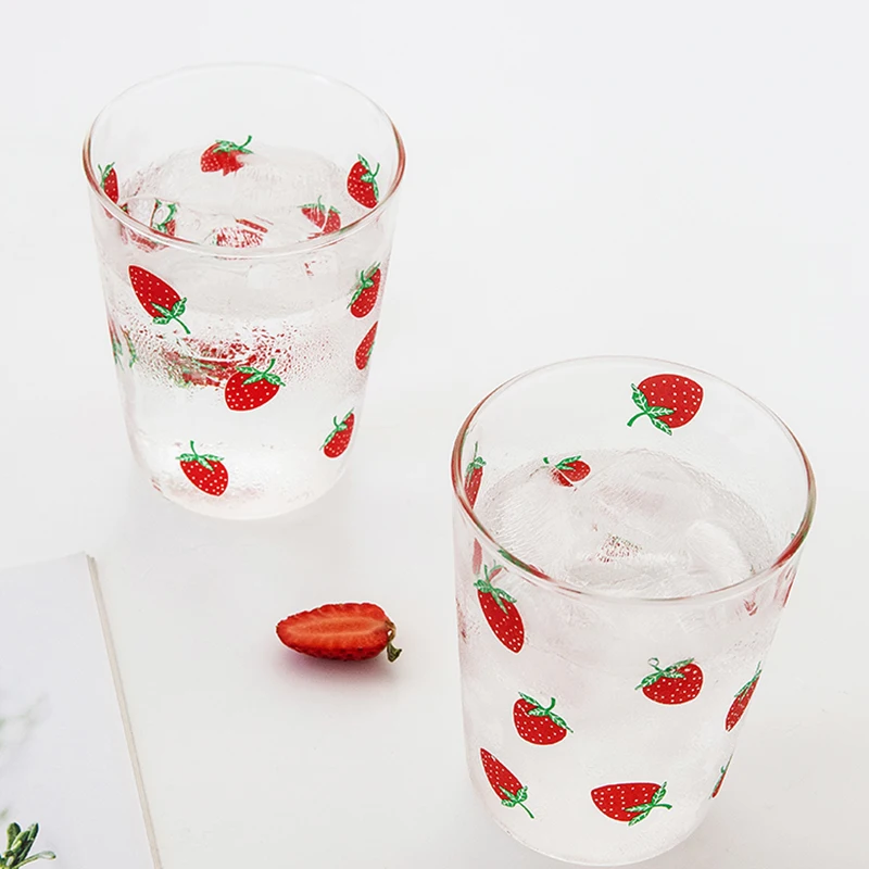 

Small Cute Strawberry Glass Cup Female Breakfast Milk Juice Drink Cup Household Transparent Taza De Cafe Drinking Glasses Cup