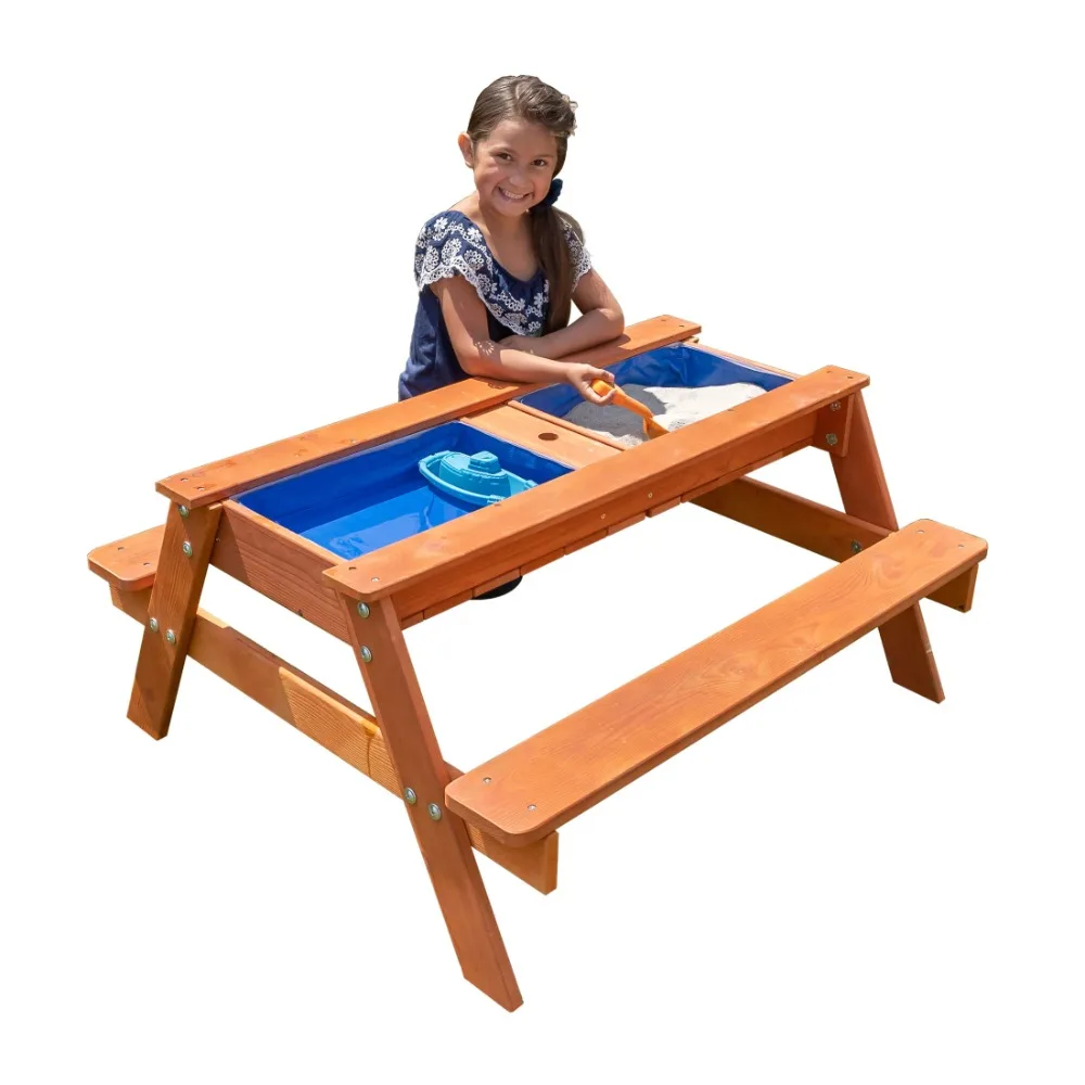 

Sportspower Wooden Picnic Table with Sand Play and Water Play and Umbrella Hole (No Umbrella)