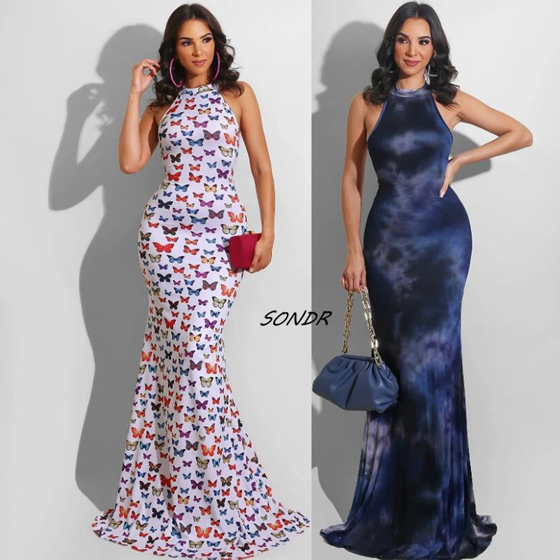 

Женское винтажное платье-труба Tie Dye, длинное модное платье для лета 2022
