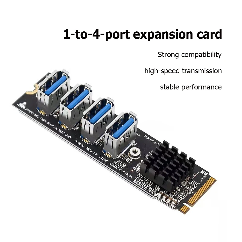 

M.2 PCIE Riser Card for Mining 4-port MKEY PCI-E X1 Adapter Module 1 to 4 Expansion Board for BTC Minner Desktp PC Windows XP