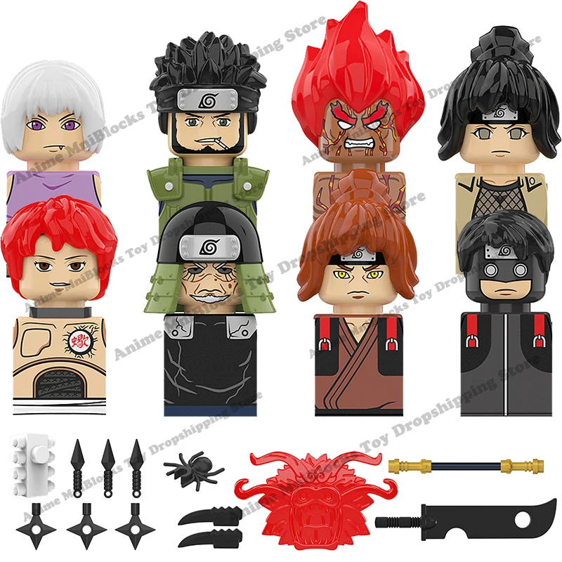 

KDL811 Naruto Might Guy Night guy Sarutobi Asuma Sasori anime dolls mini action toy figures Assemble blocks kids Birthday gifts