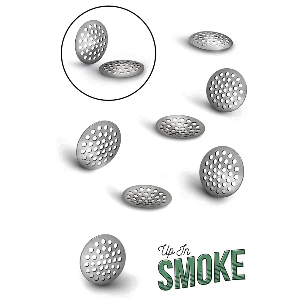 10pcs Etched Smoke Screen Strainer Stainless Steel Pipe Filter Mini Filtering Net Smoking Accessories