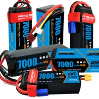 dxf 2pcs 2s 3s 4s 6s lipo battery 7 4v 11 1v 14 8v 7000mah 100c for 18 110 buggy truggy truck off road boat four drive