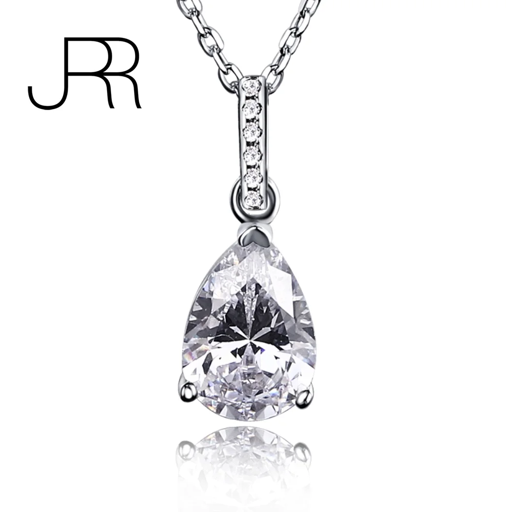 

JRR 100% 925 Sterling Silver Pear Cut Created Moissanite Diamonds Gemstone Wedding Romantic Pendent Necklace Fine Jewelry