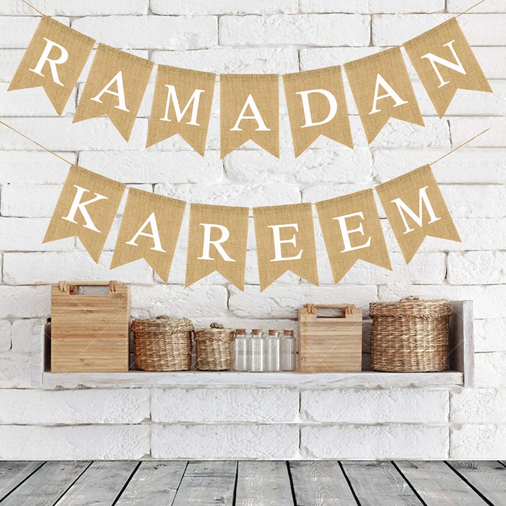

Ramadan Kareem Eid Mubarak Banner Bunting Decoration Muslim Islamic Home Decor
