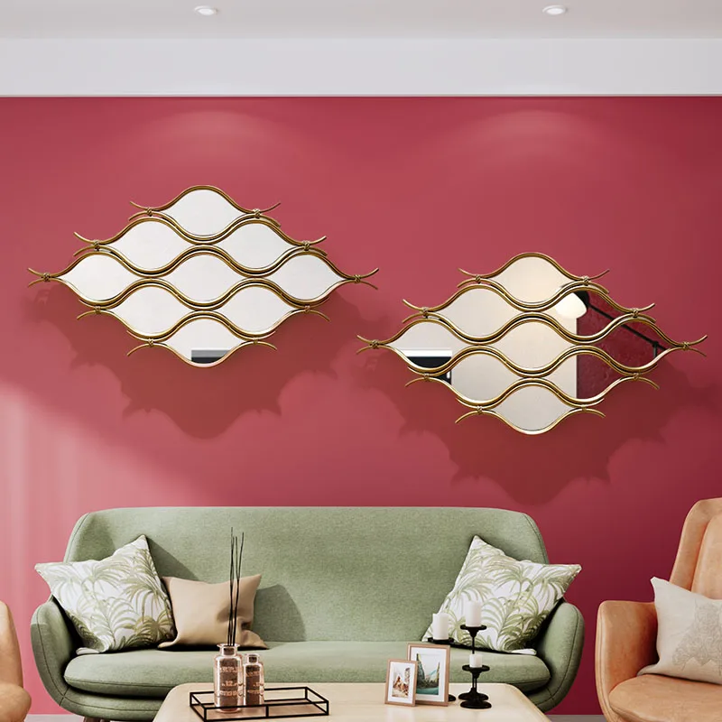 

Gold Mirror Holder Geometric Border Large Irregular Wall Mirror Wavy Aesthetic Living Room Modern Wanddeko Home Decoration Gift
