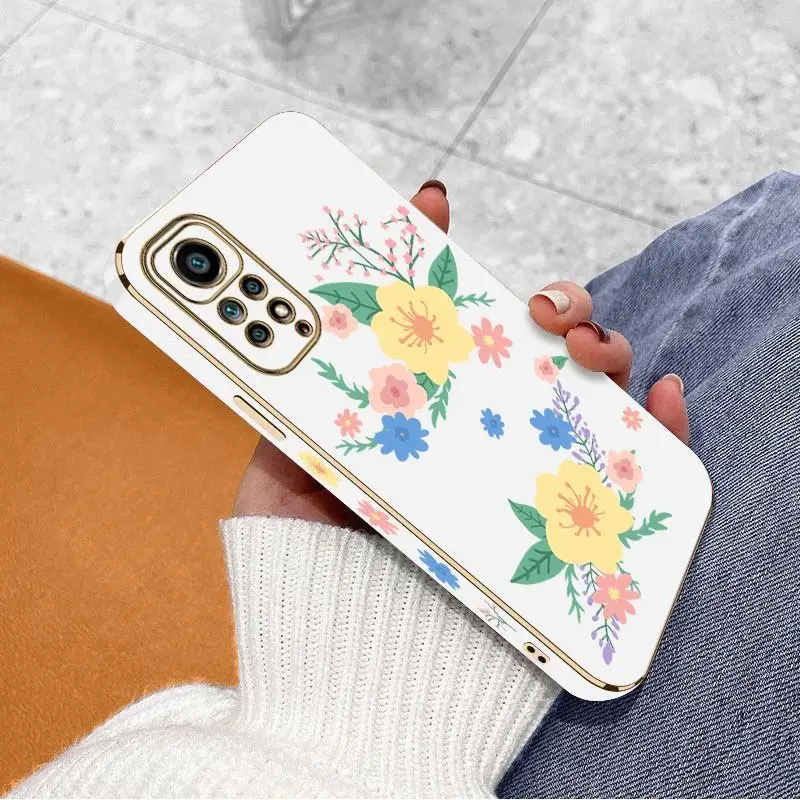 Warm Flowers Luxury Plating Phone Case For Xiaomi Redmi Note 11 Pro Plus 12Pro Plus 11 11S 10 Pro 12 9S 8 Pro Cover