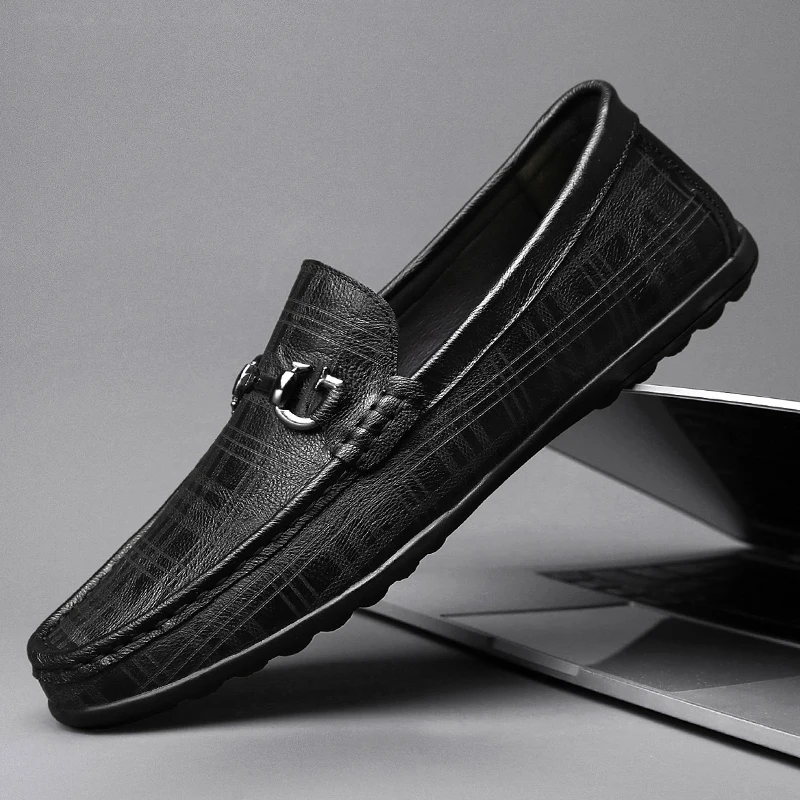 

Fashion Leather Men's Shoes Luxury Trendy 2022 New Casual Slip on Formal Loafers Men Moccasins Italian Flats Male Driving Shoes