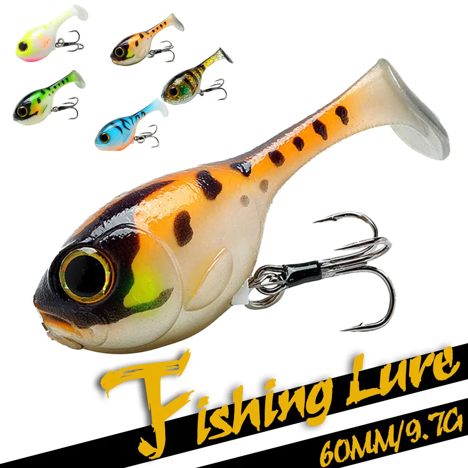 

GOBYGO 1Pcs 60MM 9.7G Silicone Soft Lure Balloonfish Artificial Fishing Bait With Hook 3D Fisheyes Swimbaits Floating Tackle