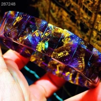 natural cacoxenite auralite 23 purple rutilated quartz bracelet 14 8x9 5x6 4mm clear rectangle beads bangle women men aaaaaaa