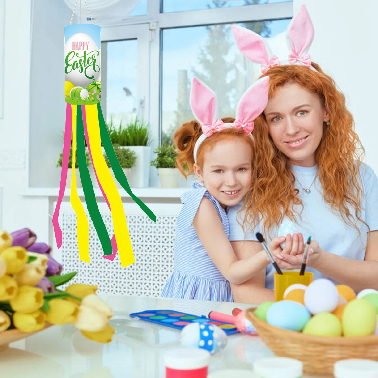 Счастливая Пасха ветрозащитные носки наружные Подвески садовые с длинными