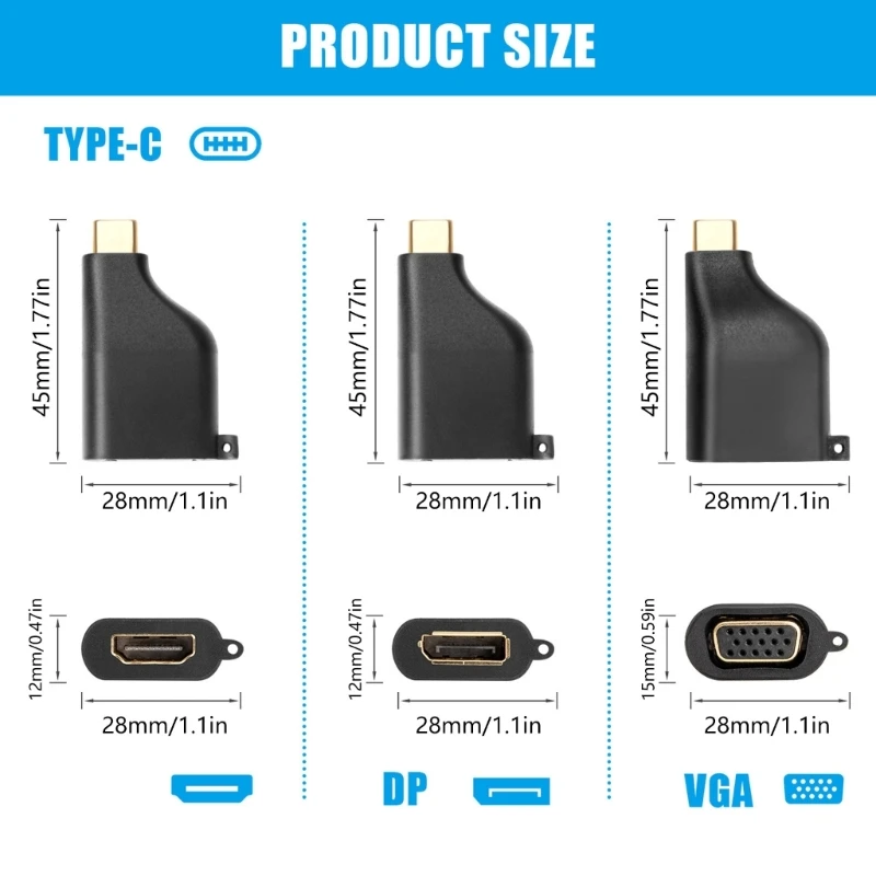 Динамический видеоадаптер USB C для ноутбука с разъемом экрана 4K60 Гц 1 комплект H7JF