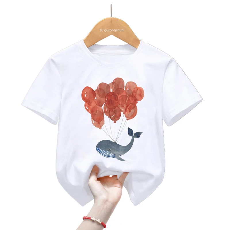 Футболка с изображением дельфина любви воздушных шаров для девочек/мальчиков