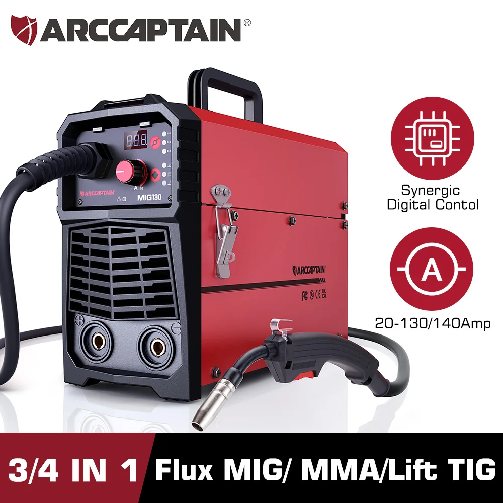 

ARCCAPTAIN Portable Welding Machine Synergy Digital Contol Welder Gas-Less 3 in 1 MIG MMA LIFT TIG For Household Welding