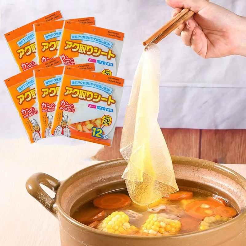 12-60PCS Disposable Soup Oil Absorbing Paper Health Oil Filter Paper Baking Oil-absorbing Paper Kitchen Cooking Accessorie