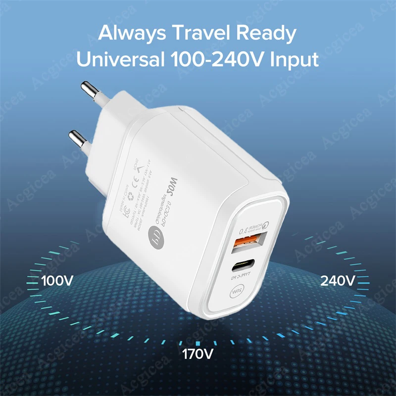 PD 20 Вт USB C Зарядное устройство Быстрая зарядка для iPhone 13 12 Pro Max Huawei Xiaomi Быстрое