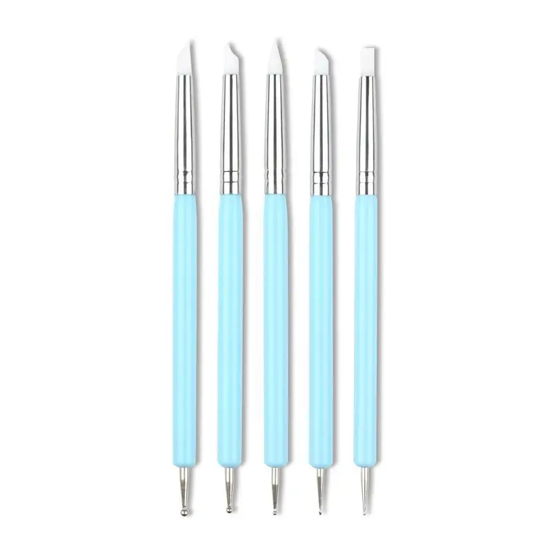 

5pcs/set Double-ended Dotting Tools Set Nail Art Embossing Tools Pottery Craft Art Silicone Brushes Pottery Clay Tool