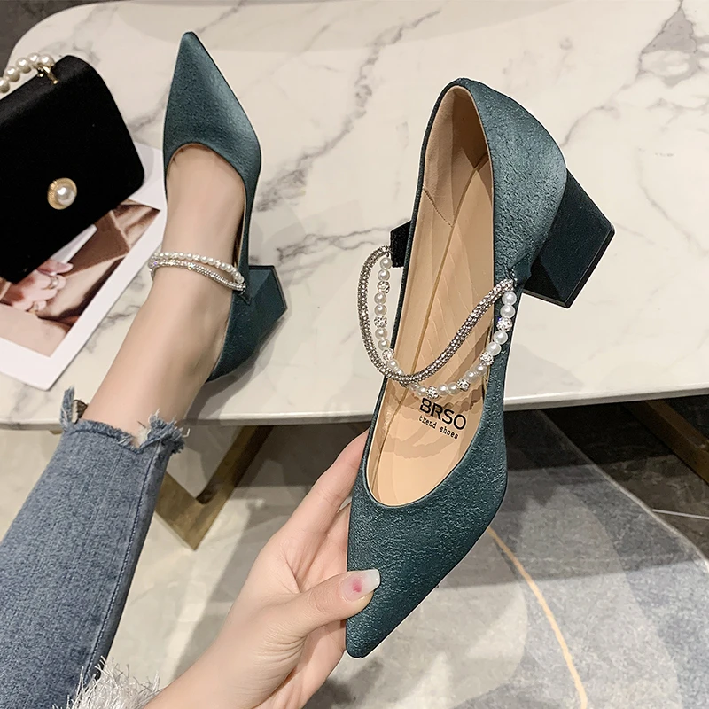 

2022 Anti Skid Branded Pumps Increasing Height High Heels Pointed Toe Chunky Sandals Basketball Platform Women's High-Heeled Sho