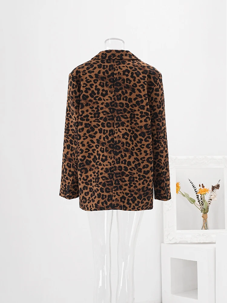 Пиджак LANMREM женский с леопардовым принтом уличная одежда английским воротником