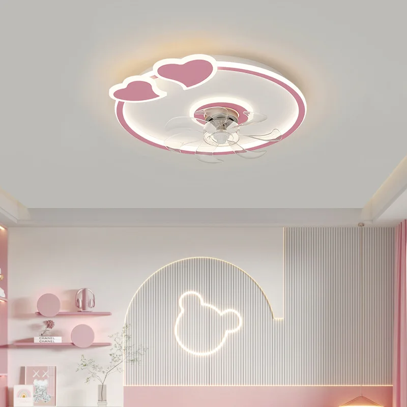 

Modern LED Fan Ceiling Lamp Children’s Bedroom Ventilador De Techo Suitable for Girls and Boys Room Color Home Study Fan Light