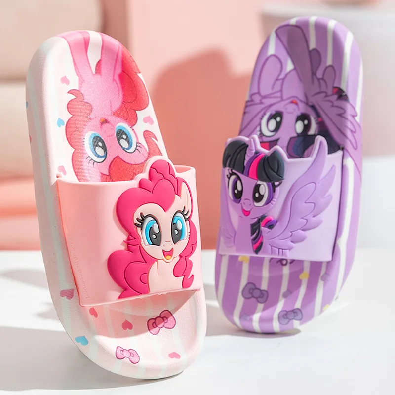 

Детские летние тапочки My Little Pony, женские летние домашние Нескользящие сандалии с мягкой подошвой для девочек, подарок для девочек