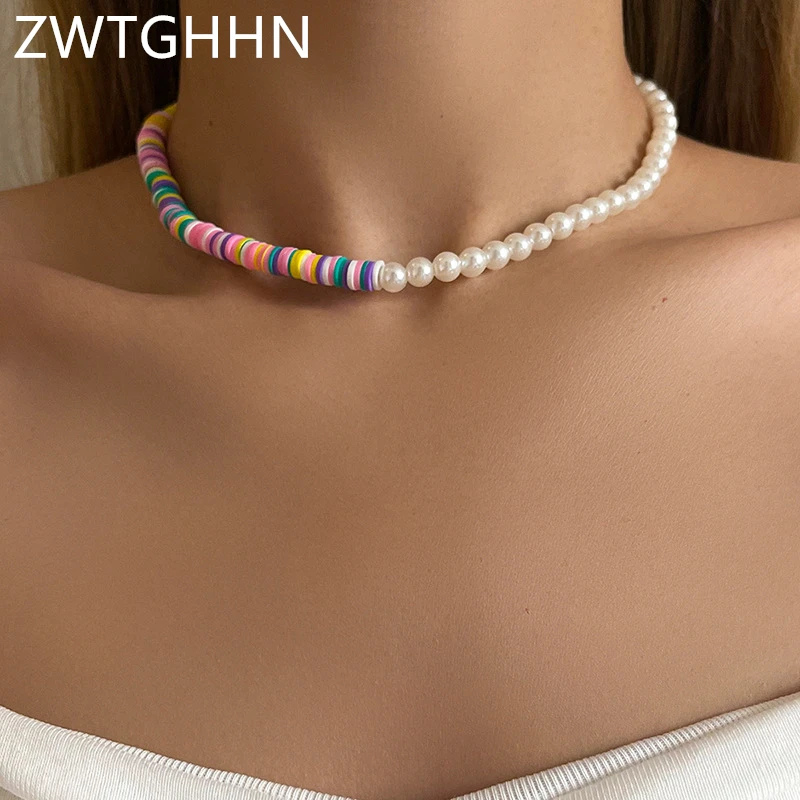 

Модное ожерелье ZWTGHHN ручной работы с бусинами из мягкой керамики для женщин Роскошные ожерелья дружбы с пляжным жемчугом Индивидуальные юв...