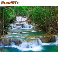 ruopoty jungle falls scenery painting by numbers 60x75cm framed diy oil picture by number home decoration unique gift