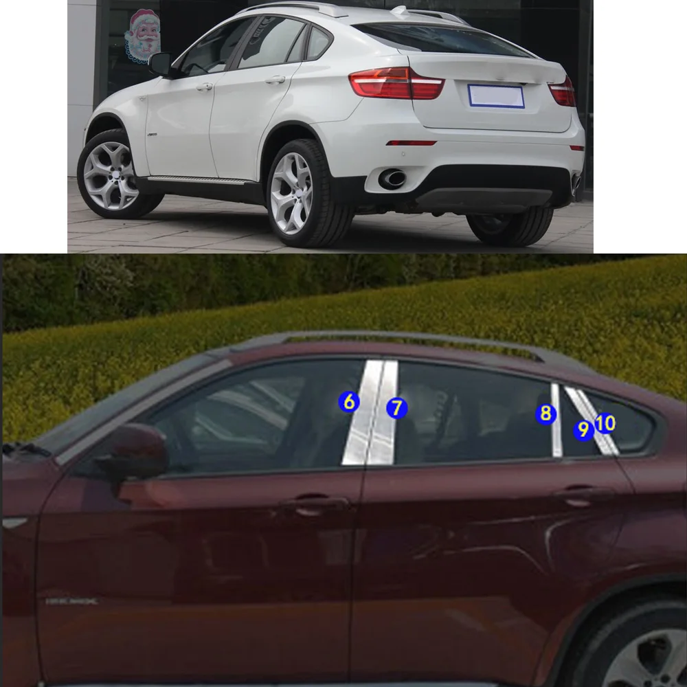 

Автомобильная наклейка из нержавеющей стали, украшение для окна столба, средняя полоса, отделка рамы, капоты для BMW X6 xDrive 35i 50i 2008-2014