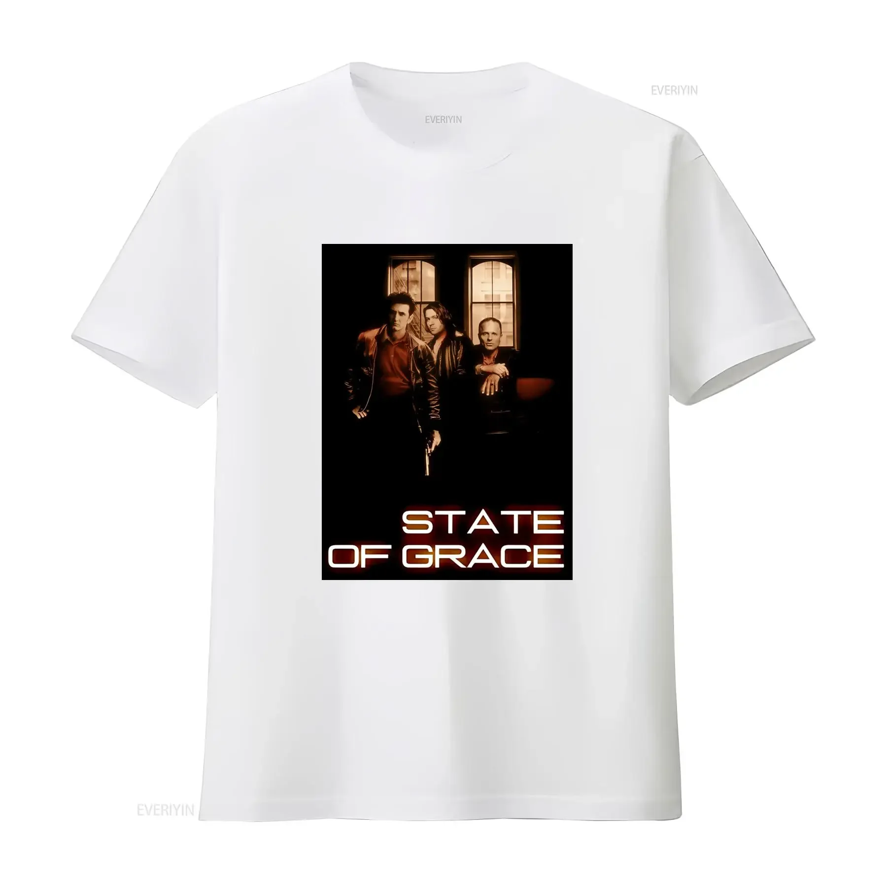 Фото Футболка State Of Grace в стиле ретро с крутым принтом из фильма, стильный дизайн для любителей кино, винтажный топ с эффектом потертости, удобный для повседневной носки №3