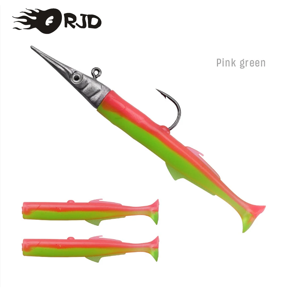 

ORJD 11cm 14g Lead Head Tuna Fishing Bait With Hook Double Color Soft Sinking Track Easy Shiner Sea Fishing Lure Set Accessories