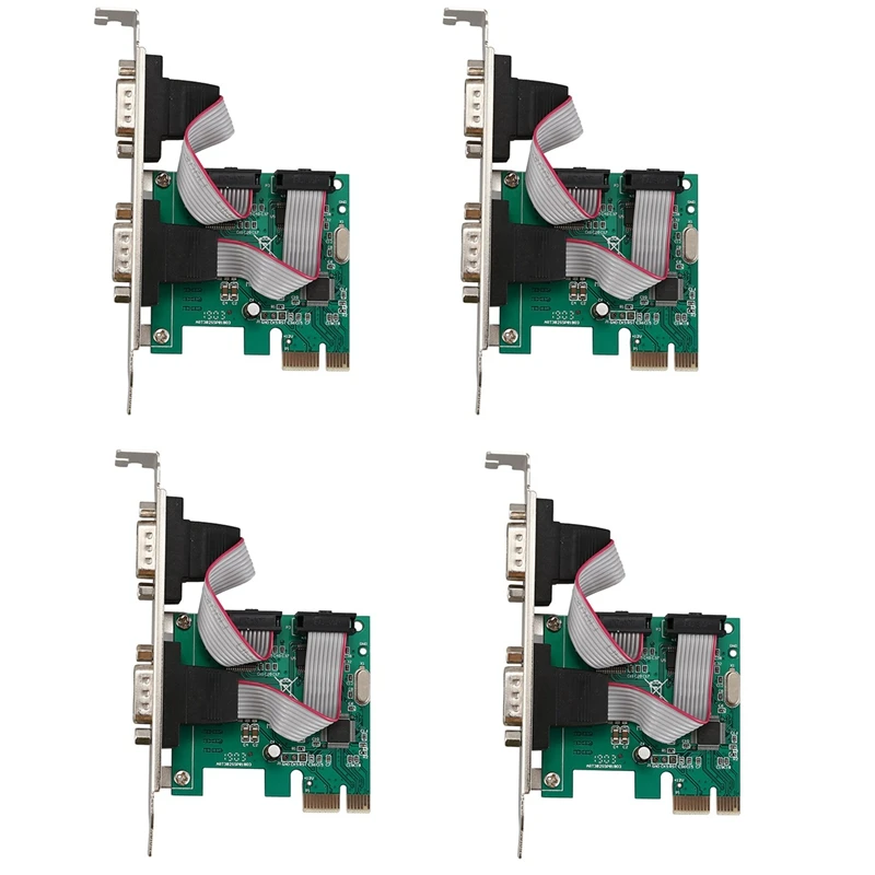 

4х PCI-E PCI Express, двойной последовательный DB9 RS232, контроллер с 2 портами, зеленая карта адаптера