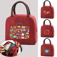 portable lunch bag thermal insulated lunch box tote cooler handbag travel print bento pouch dinner container food storage bags