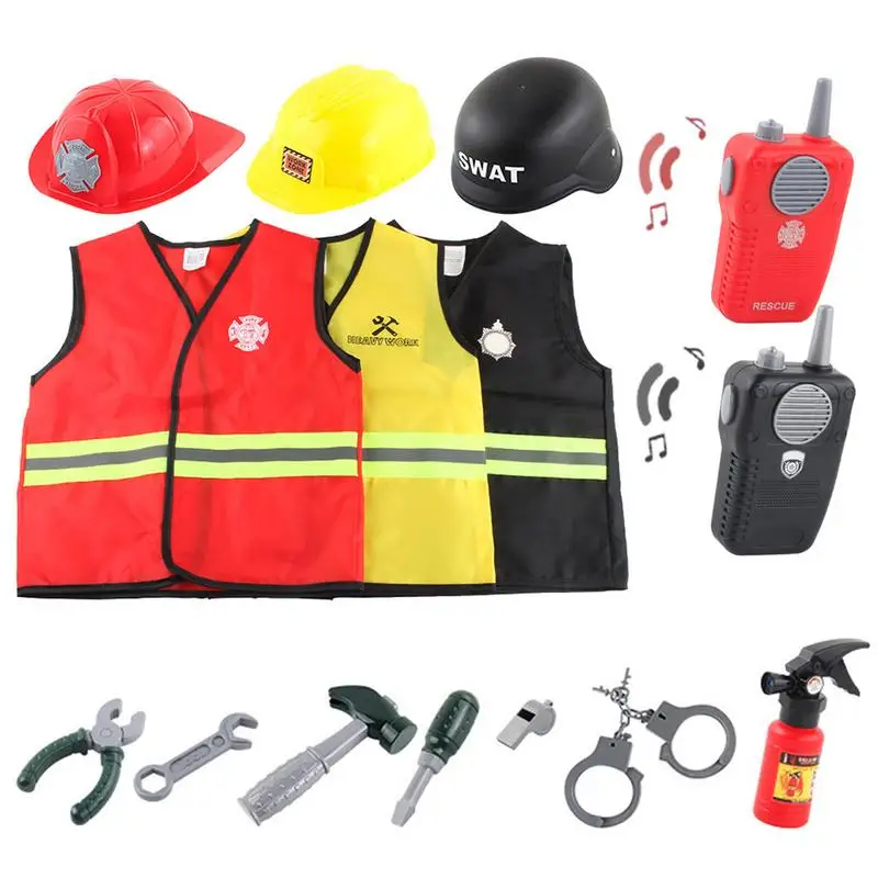 

Kids Career Role Play Costume Role Play Kit For Fireman Policeman Engineer Fireman Policeman Engineer Costumes With Accessories