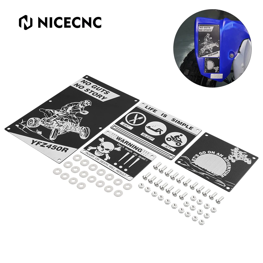 

NiceCNC Fender Warning Tags English Label Plates Badges 4PCS 5052-Aluminum For Yamaha YFZ450R 2009-2013 YFZ 450 450 X 2010-2011