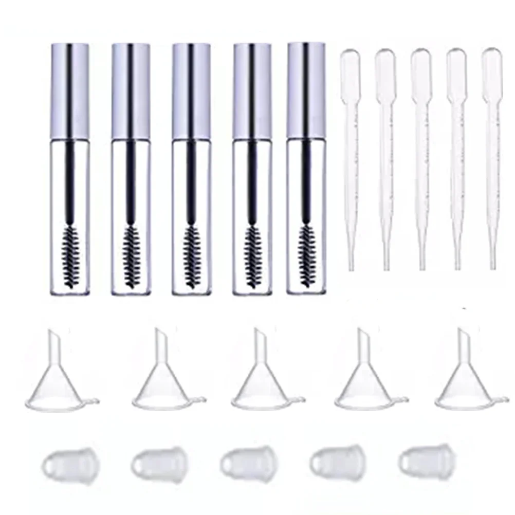 

5 Pcs Container Bottle Travel Clear Plastic Mascara Wand Applicators Eyelash Tube