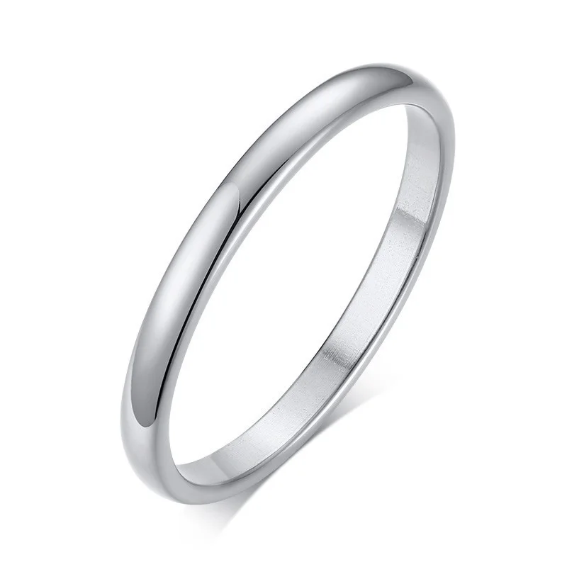 

2mm silver color Ring Stainless Steel Wedding Brands Dome Men Women Plain Ring Classic Engagement Gifts Size 3 To Size 10