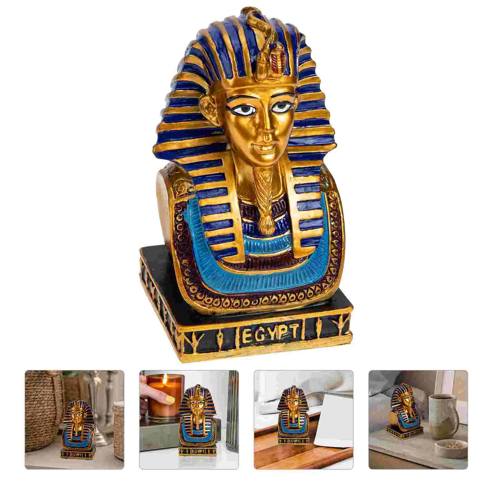 

Egyptian Statue Pharaoh Sculpture King Decorations Pyramid Figurines Bustfigurine80S Party Resin Gods Figures Goddess Khafre