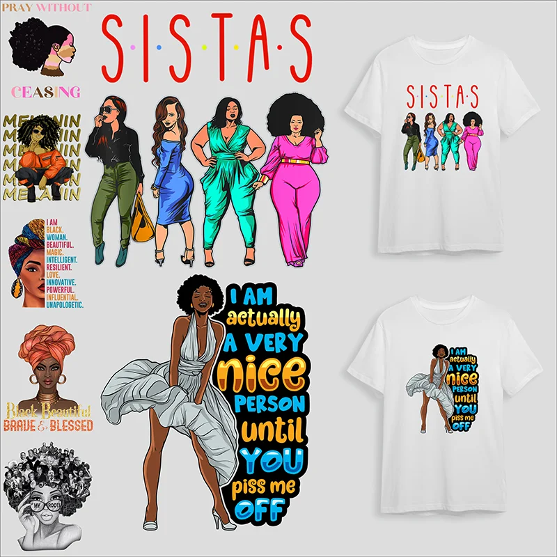 

Black Girls Are Sexy Iron Sticker Patch For Clothing Women's T-Shirt Trend All-in-one DIY Hoodie Patch Waterproof Throw Pillow