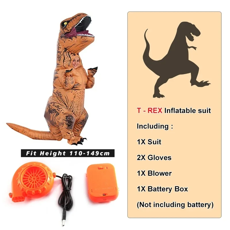 Фото Надувной костюм динозавра Тираннозавра Ти-Рекс 11T-rex для детей и взрослых, для ролевых игр, Хэллоуина, маскарада, вечеринки №4