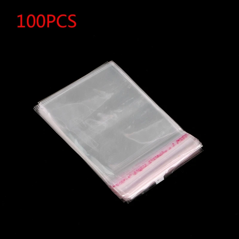 

100 шт., прозрачные пластиковые пакеты, самоклеящиеся пакеты для упаковки подарков