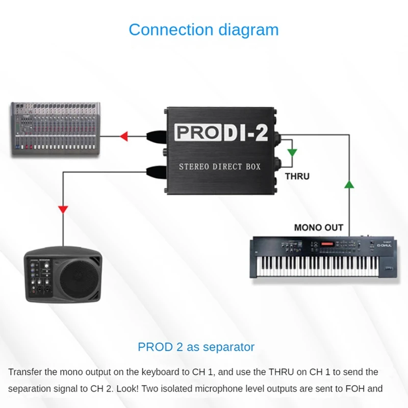 1 шт. Prodi-2 пассивная стерео прямая коробка аудио DI прямой впрыск малошумная гитара