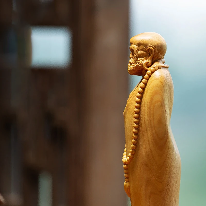 Самшит 18 см Дхарма Скульптура Деревянная Статуя Будды Дзен Буддийские Святы