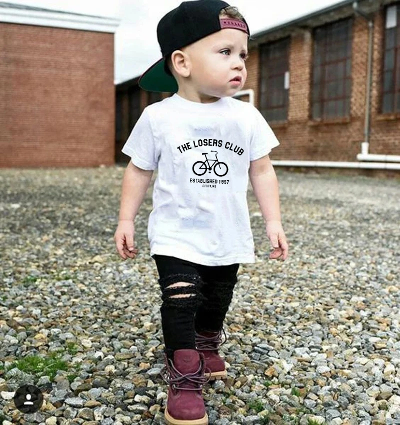 

Забавная футболка с буквенным принтом клуба «проигравшие», футболка для мальчиков и девочек, детская летняя одежда для маленьких мальчиков...