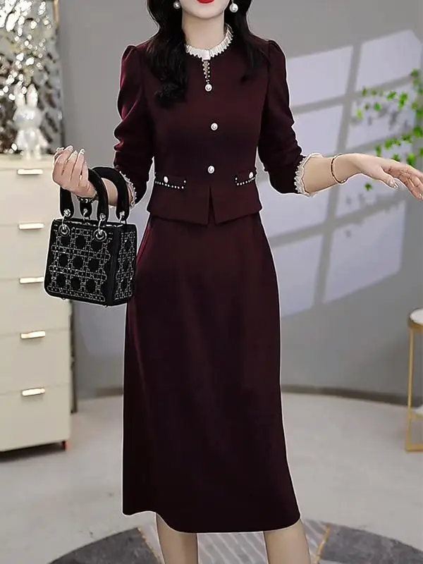 Yixian Dream Женская одежда Изящное красное платье Ankela из двух частей для похудения