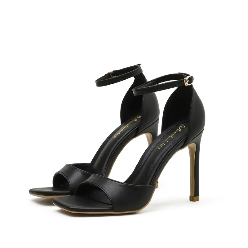 

Women's shoes 2022 summer new high-heeled shoes stiletto square toe open-toe suede fashion word with high-heeled women's sandals