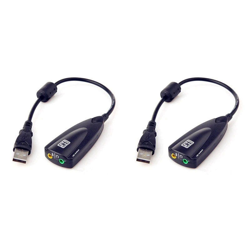

External USB Sound Card 7.1 Adapter 5HV2 USB To 3.5Mm Jack 3D Sound Antimagnetic Audio Headset Microphone For Computer